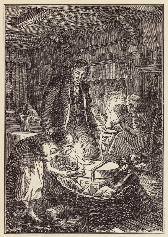 Illustration für Die Grille auf dem Herd von Charles Dickens von Francis Donkin Bedford