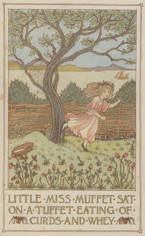 Kleine Miss Muffet saß auf einem Tuffet und aß Quark und Molke von Francis Donkin Bedford