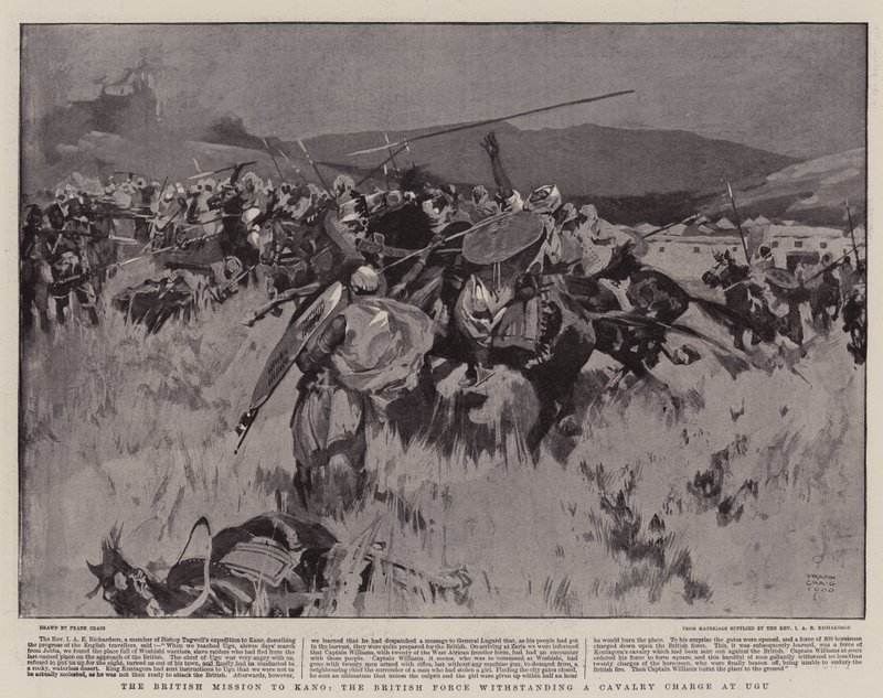 Die britische Mission nach Kano, die britische Streitmacht widersteht einem Kavallerieangriff in Ugu von Frank Craig