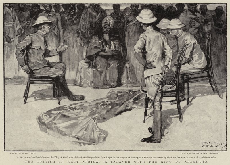 Die Briten in Westafrika, eine Palaver mit dem König von Abeokuta von Frank Craig