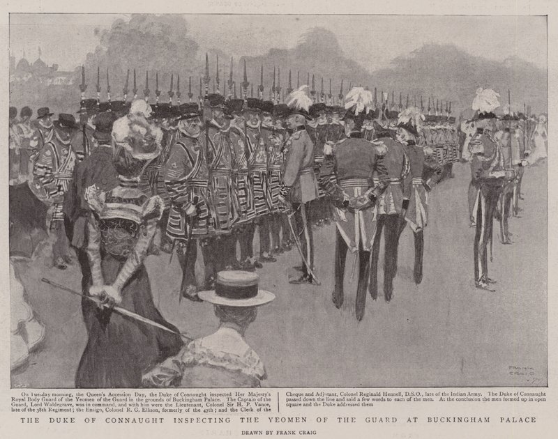 Der Herzog von Connaught inspiziert die Yeomen der Garde im Buckingham Palace von Frank Craig