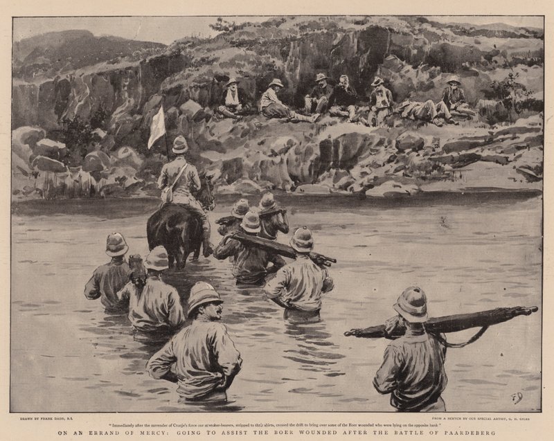 Auf einem Barmherzigkeitsauftrag, um den verwundeten Buren nach der Schlacht von Paardeberg zu helfen von Frank Dadd
