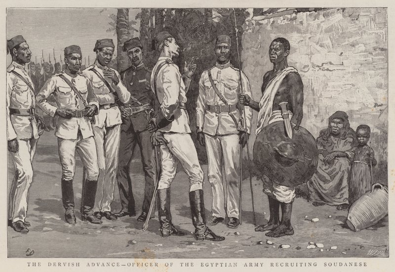 Der Derwisch-Vormarsch, Offizier der ägyptischen Armee rekrutiert Sudanesen von Frank Dadd