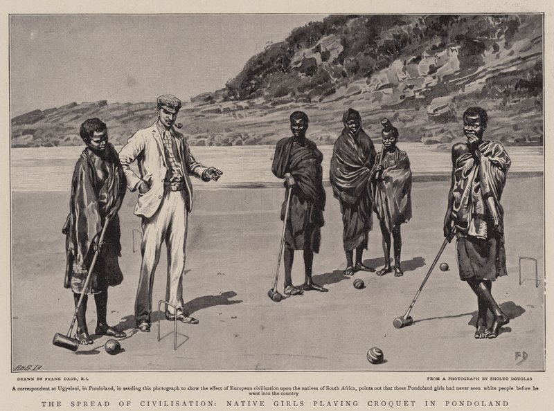 Die Verbreitung der Zivilisation, einheimische Mädchen spielen Krocket in Pondoland von Frank Dadd