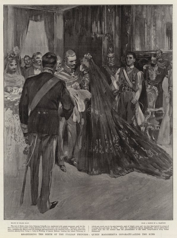 Registrierung der Geburt der italienischen Prinzessin, Königin Margherita gratuliert dem König von Frank Craig