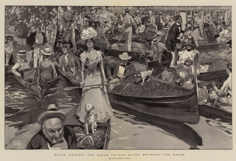 Royal Henley, die Szene auf dem Fluss zwischen den Rennen von Frank Craig