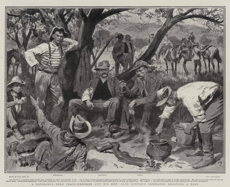 Ein berüchtigter Buren-Zugwracker und seine Männer, Jack Hintons Kommando genießt eine Pause von Frank Dadd