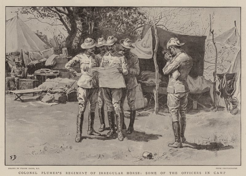 Regiment der unregelmäßigen Kavallerie von Oberst Plumer, einige der Offiziere im Lager von Frank Dadd