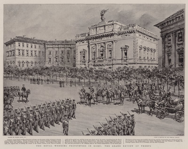 Die königlichen Hochzeitsfeierlichkeiten in Rom, die große Truppenparade von Frank Dadd