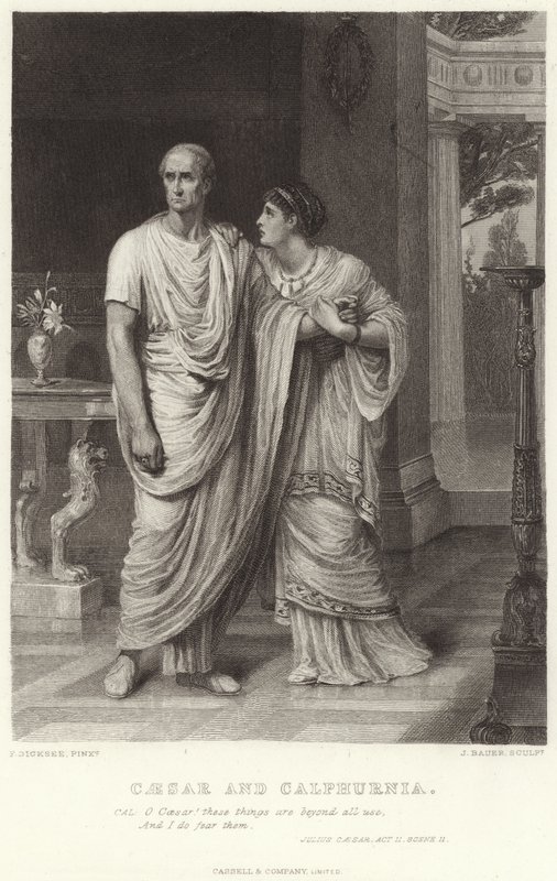 Cäsar und Calphurnia, Julius Caesar, Akt II, Szene II von Frank Dicksee