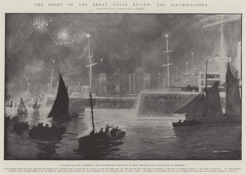 Die Nacht der großen Marineparade, die Illuminationen von Fred T. Jane