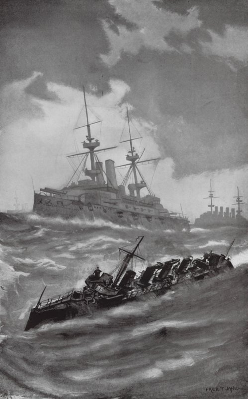 HMS Mars, Terrible und Dragon kreuzen im Ärmelkanal von Fred T. Jane