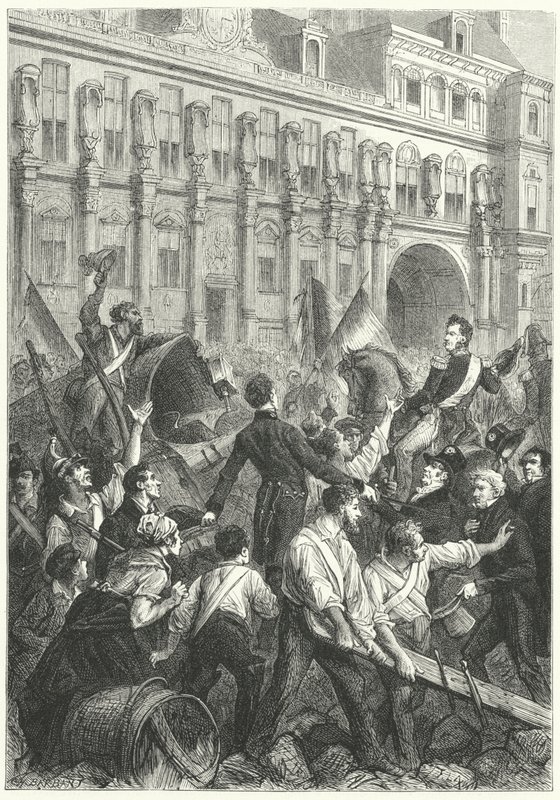 Louis Philippe, Herzog von Orléans, auf dem Weg zum Hôtel de Ville, Paris von Frederic Theodore (after) Lix