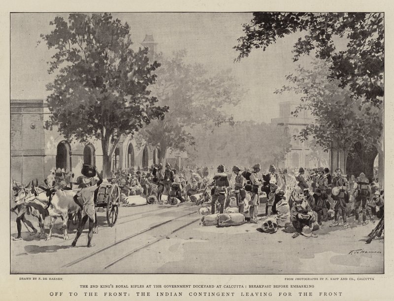 Ab an die Front, das indische Kontingent auf dem Weg zur Front von Frederic de Haenen