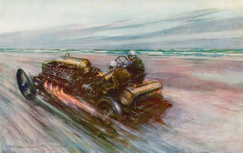 Der berühmte "200" Darracq, mit dem Sir Algernon Guinness, Bart, 1908 120 mph erreichte (Farblithografie) von Frederick Gordon (after) Crosby