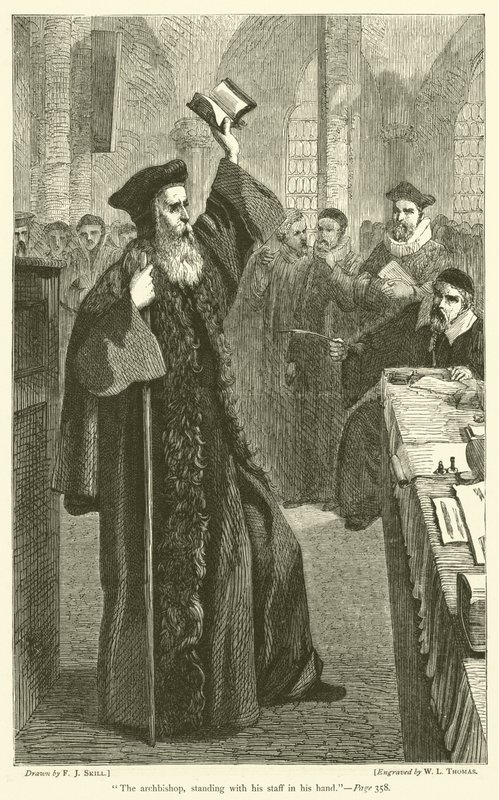 Der Erzbischof, stehend mit seinem Stab in der Hand von Frederick John Skill