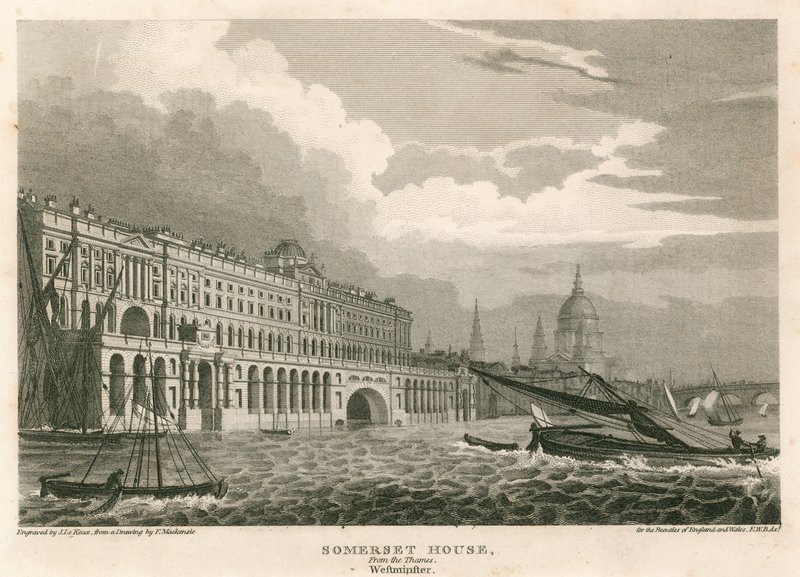 Blick auf Somerset House, The Strand, London, von der Themse, Westminster von Frederick Mackenzie