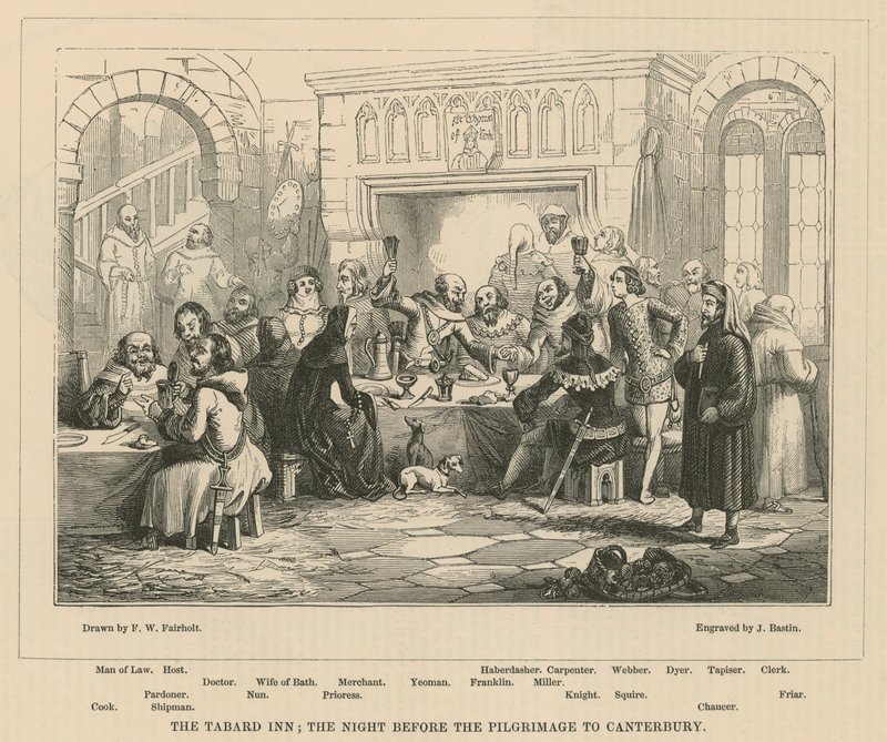 Das Tabard Inn, die Nacht vor der Pilgerreise nach Canterbury von Frederick William Fairholt