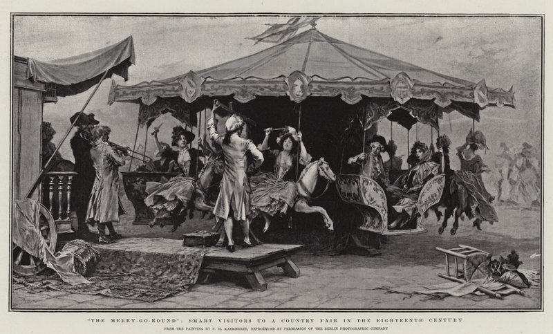 Das Karussell, schicke Besucher auf einem Jahrmarkt im achtzehnten Jahrhundert von Frederik Hendrik Kaemmerer