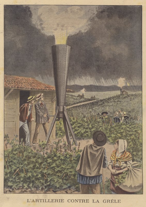 Eine Kanone zum Schutz der Ernte vor Hagel von French School