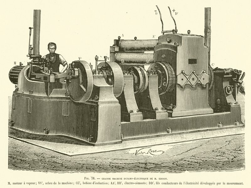 Große dynamoelektrische Maschine von M. Edison von French School