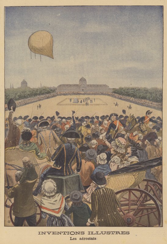 Start des ersten Wasserstoffballons durch Jacques Charles und die Gebrüder Robert in Paris, 1783 von French School