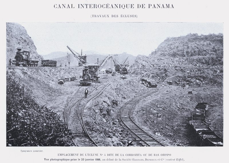 Panamakanal, Arbeiten an den Schleusen von French Photographer