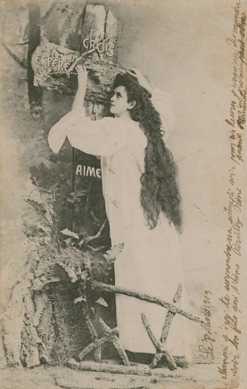 Crois Espere Aime (Glaube Hoffnung Liebe). Postkarte gesendet im Jahr 1913 von French Photographer