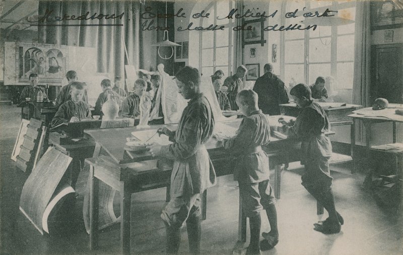 Zeichenklasse in einer Kunstschule, Frankreich von French Photographer