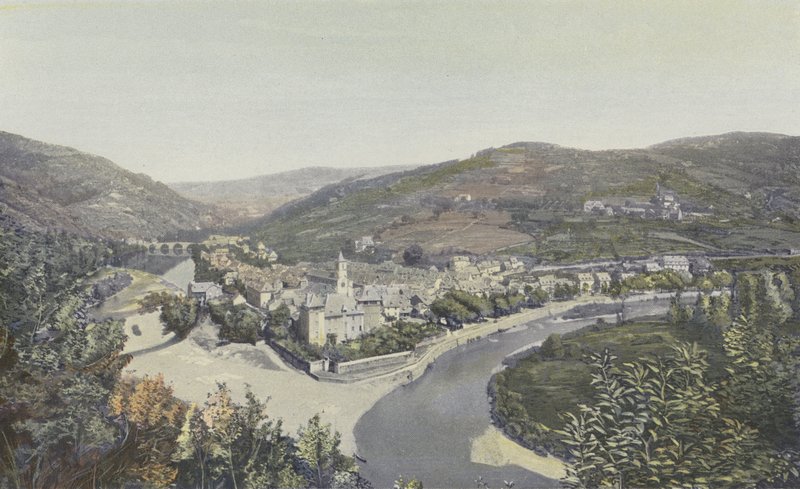 Entraygues, Gesamtansicht und Zusammenfluss der Truyère mit dem Lot von French Photographer