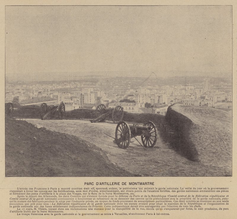 La Commune de Paris, Montmartre Artilleriepark (s/w Foto) von French Photographer