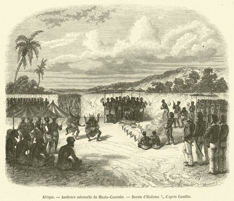 Afrika, feierliche Audienz des Muata-Cazembe (Gravur) von French School
