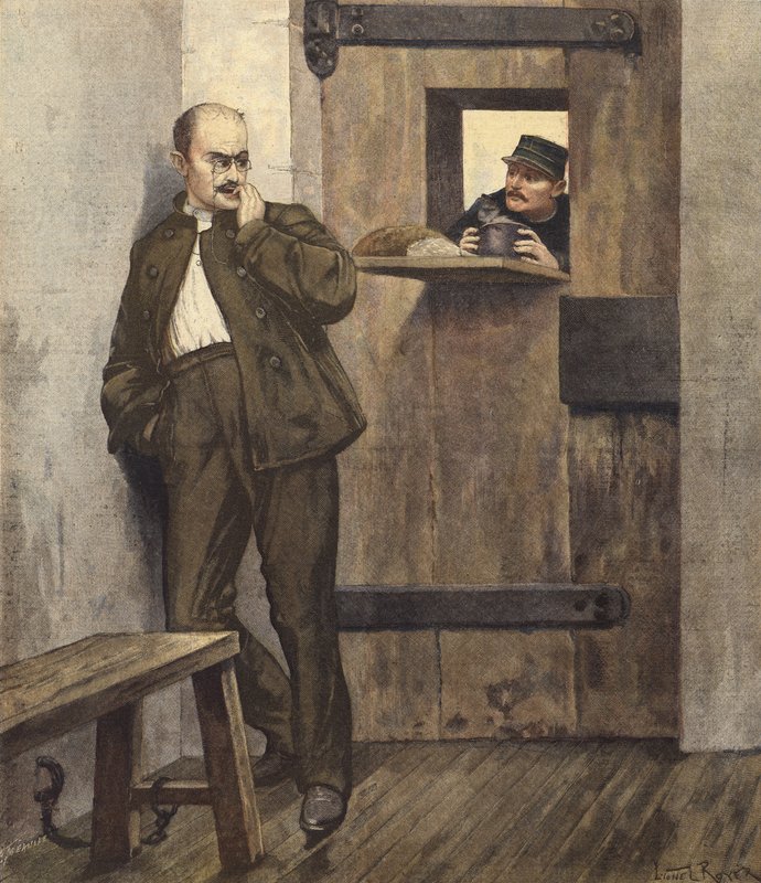 Alfred Dreyfus in seiner Gefängniszelle von French School