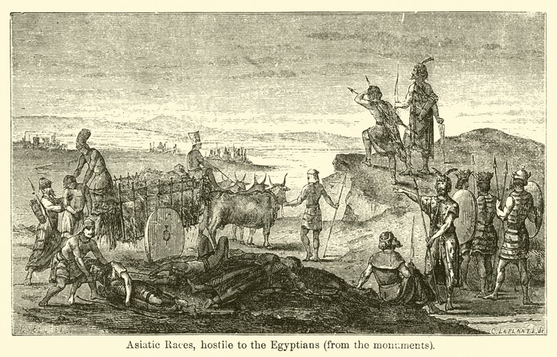 Asiatische Völker, feindlich gegenüber den Ägyptern, von den Denkmälern (Gravur) von French School