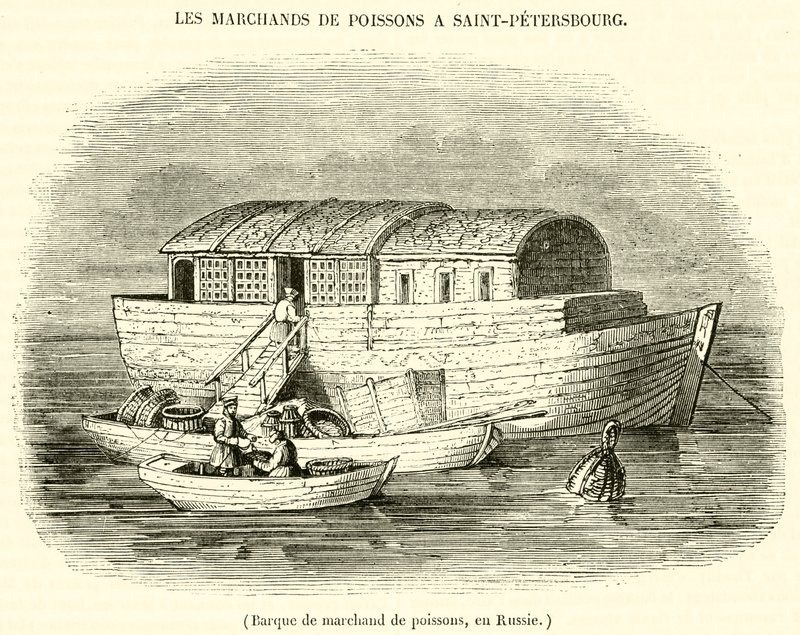 Fischhändlerboot in Russland von French School