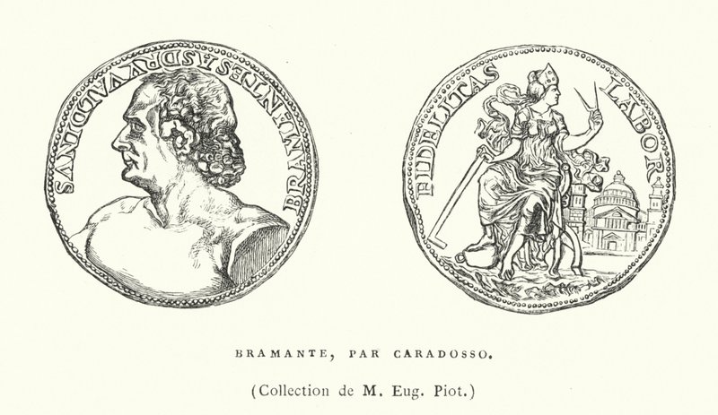 Bronzemedaille des italienischen Renaissance-Architekten Donato Bramante von Caradosso, um 1506 von French School