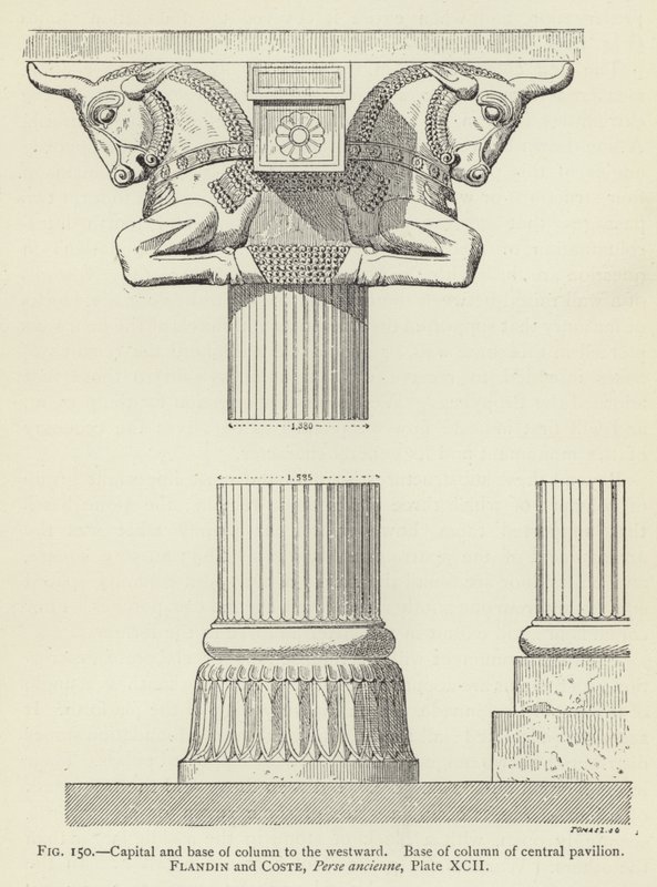 Kapitell und Basis einer Säule nach Westen, Basis einer Säule des zentralen Pavillons von French School