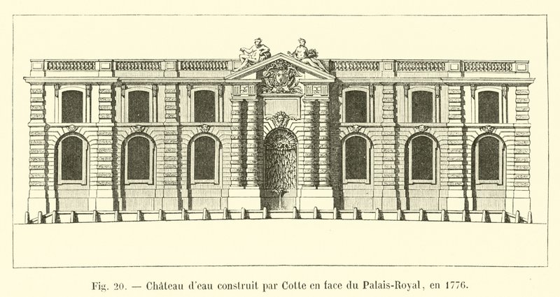 Wasserschloss gebaut von Cotte gegenüber dem Palais-Royal, im Jahr 1776 von French School