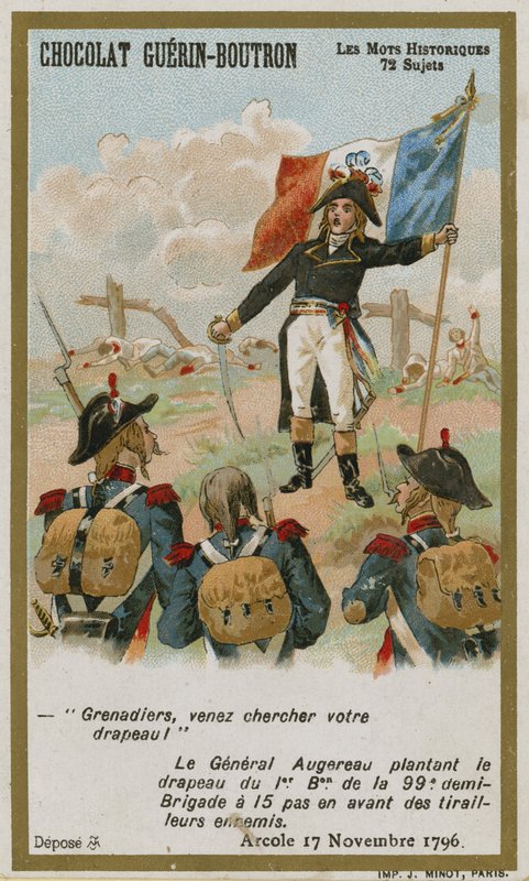 Chocolat Guerin-Boutron Handelskarte, Serie Historische Worte von French School