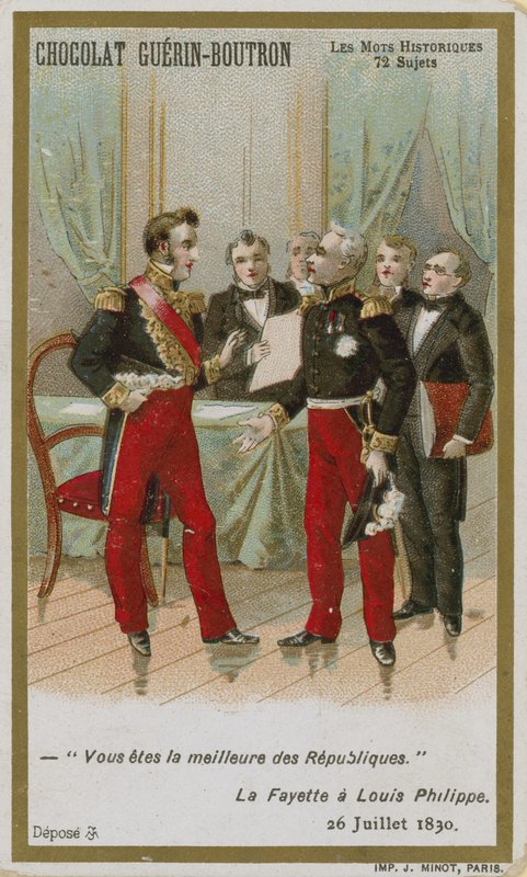 Chocolat Guerin-Boutron Sammelkarte, Historische Wörter Serie von French School
