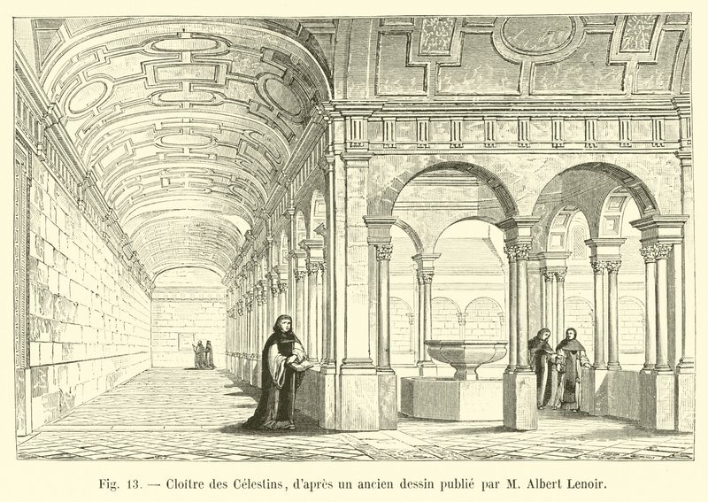 Kreuzgang der Celestins, nach einer alten Zeichnung veröffentlicht von M. Albert Lenoir von French School