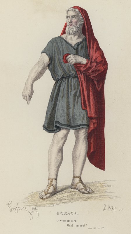 Corneille, Horace, Akt III, Szene VI (farbige Gravur) von French School