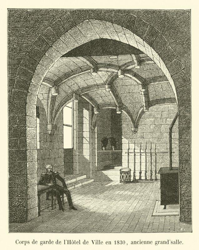Wachhaus des Hotel de Ville im Jahr 1830, ehemaliger großer Saal von French School