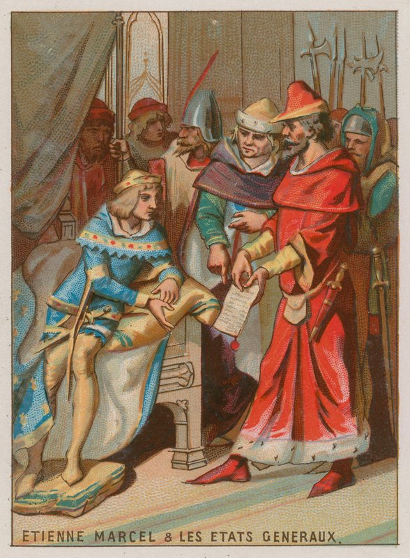 Etienne Marcel drängt dem Dauphin das Große Reformedikt auf von French School