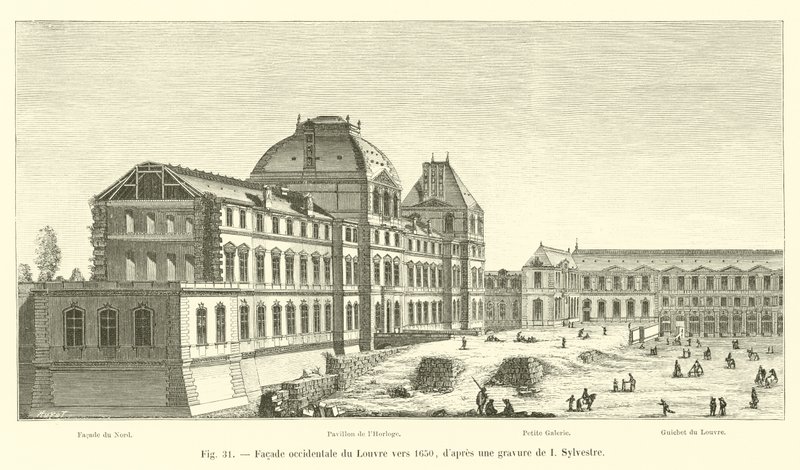 Westfassade des Louvre, um 1650, nach einem Stich von I. Sylvestre von French School