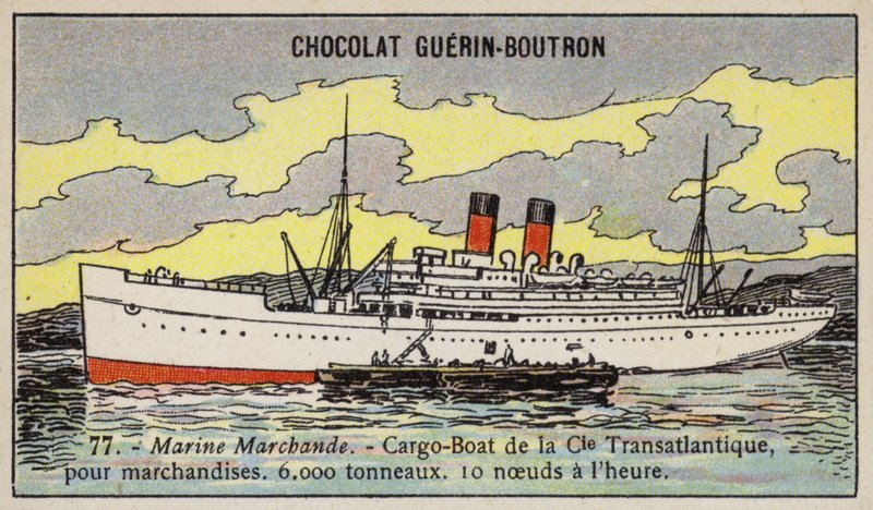 Französisches Frachtschiff der Compagnie Transatlantique von French School