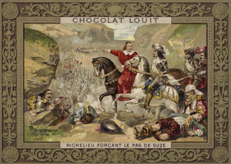 Französische Truppen unter dem Kommando von Kardinal Richelieu erzwingen den Pass bei Suza, Savoyen, 1629 von French School