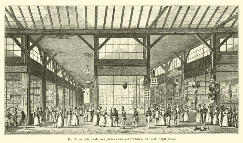 Holzgalerien, ehemaliges Lager der Tataren, im Palais-Royal, 1825 von French School