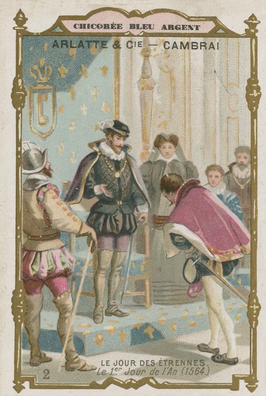 Geschenkübergabe am Neujahrstag, Frankreich von French School