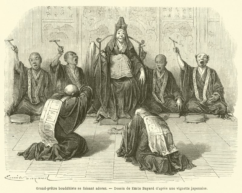 Buddhistischer Hohepriester, der angebetet wird (Stich) von French School